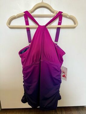 Lands' End Women’s Gradient Pink to Purple Swim Top